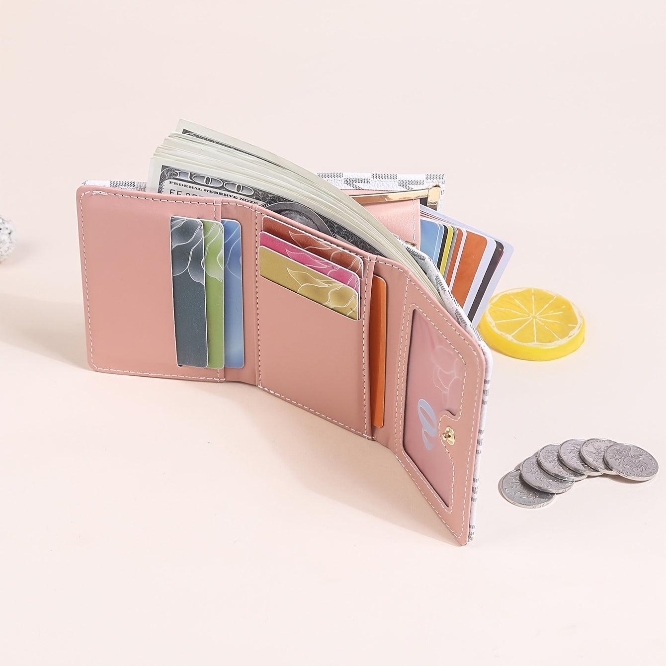 "Mother's Day Gift for Mom - Designer Monogram Tri-Fold Wallet w/ 12 Card Slots & Heart-Shaped Clasp | Vegan Faux Leather Compact Credit Card Holder, Stylish Women's Wallet (Perfect Gift for Her - Birthday, Anniversary & Moth