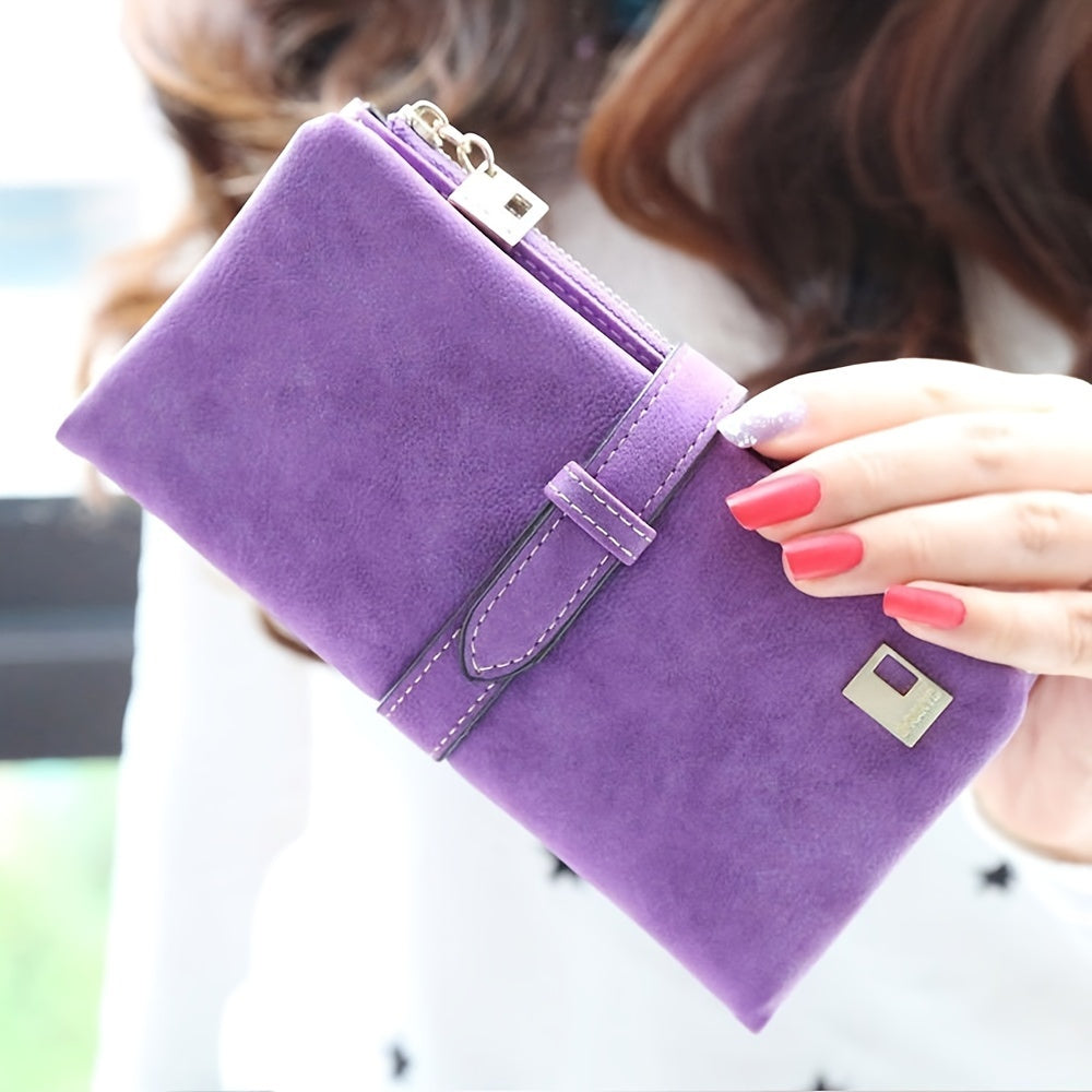 Vegan Leather Clutch Wallet - Women's Long Handbag with Photo Window, Credit Card Holder, and Organizer - Stylish, Cruelty-Free, and Spacious Accessory