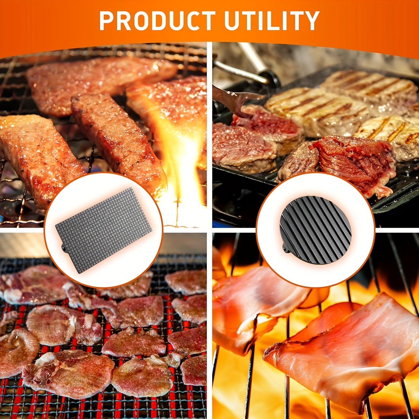 2pcs Burger Press, 7" Round & 8.2"X4.3" Rectangle Heavy-Duty Cast Iron Smash Press Meat Steak With Wood Handle For Griddle, Sandwich, Nonstick Pan