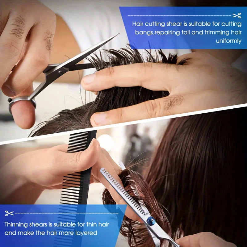 2pcs/set Hair Styling Tools Kit Stainless Steel Hair Cutting Scissor Hair Thinning Scissor Hair Trimming Tools Professional Hair Shears For Barber Salon Home Uses