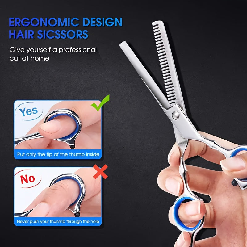 2pcs/set Hair Styling Tools Kit Stainless Steel Hair Cutting Scissor Hair Thinning Scissor Hair Trimming Tools Professional Hair Shears For Barber Salon Home Uses