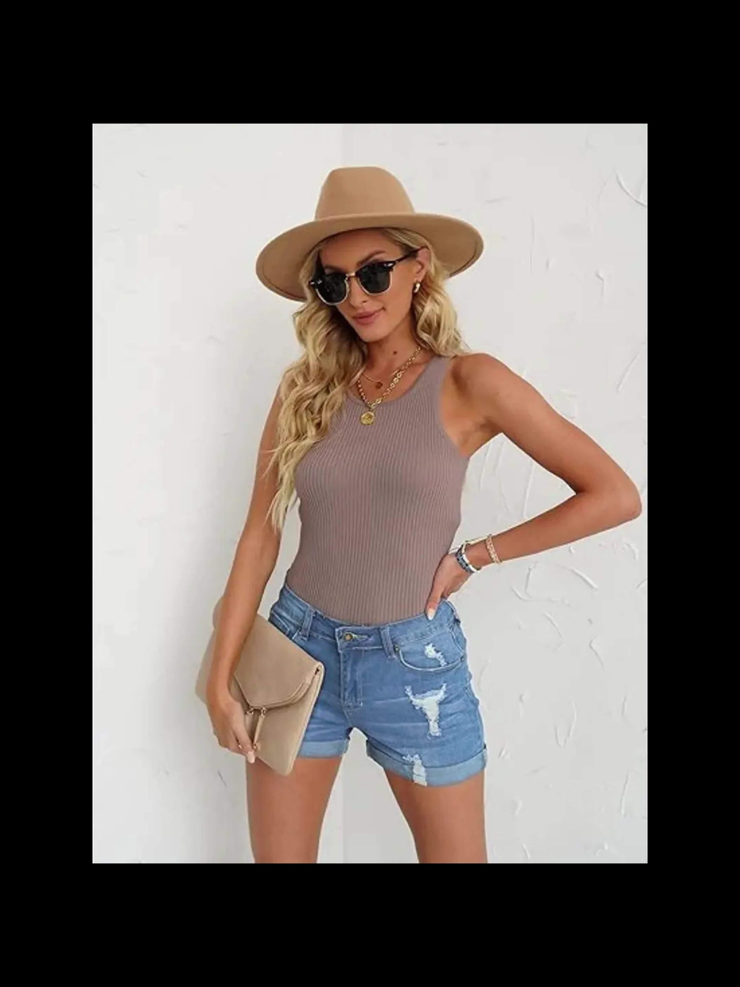 Women's High Waist Ripped Denim Shorts - Distressed Summer Fashion, Breathable Stretch Jeans with Rolled Hem, Casual Blue Denim Shorts for Spring/Summer, Jean Shorts