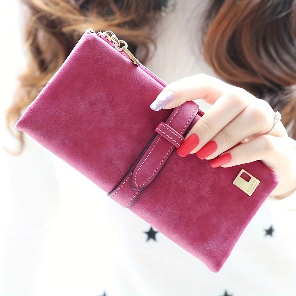 Vegan Leather Clutch Wallet - Women's Long Handbag with Photo Window, Credit Card Holder, and Organizer - Stylish, Cruelty-Free, and Spacious Accessory