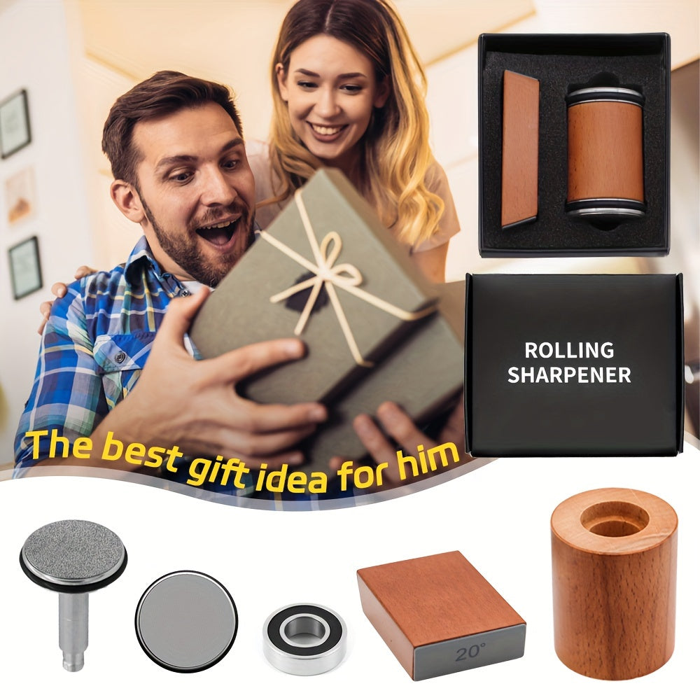 Rolling Knife Sharpener Knife Sharpener Tool With 15 & 20 Degree Magnetic Angle-Industrial Diamond Kitchen Knife Sharpener Kit Knife Sharpening Made Easy