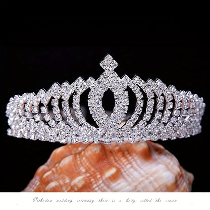 Royal Princess Tiara Headband, Full Rhinestone Crown with Comb, Bridal Wedding Birthday Banquet Hair Accessory, Fashionable Princess Style, 4.92x1.77 inches, Women's Special Occasion Jewelry Accessory Wedding & Birthday Celeb