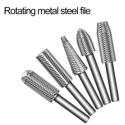 5pcs 6mm Rotary File Steel File, Carpentry DIY Soft Metal Trimming Set, Metal Grinding Repair Tool