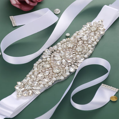 Rhinestone Bridal Belt Wedding Dress Waist Chain Sash Faux Pearl Beaded Belt Handcrafted Wedding Accessories For Bridesmaid