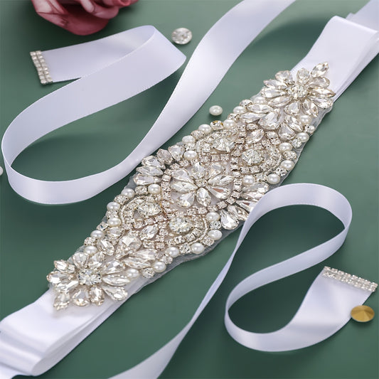 Rhinestone Bridal Belt Wedding Dress Waist Chain Sash Faux Pearl Beaded Belt Handcrafted Wedding Accessories For Bridesmaid