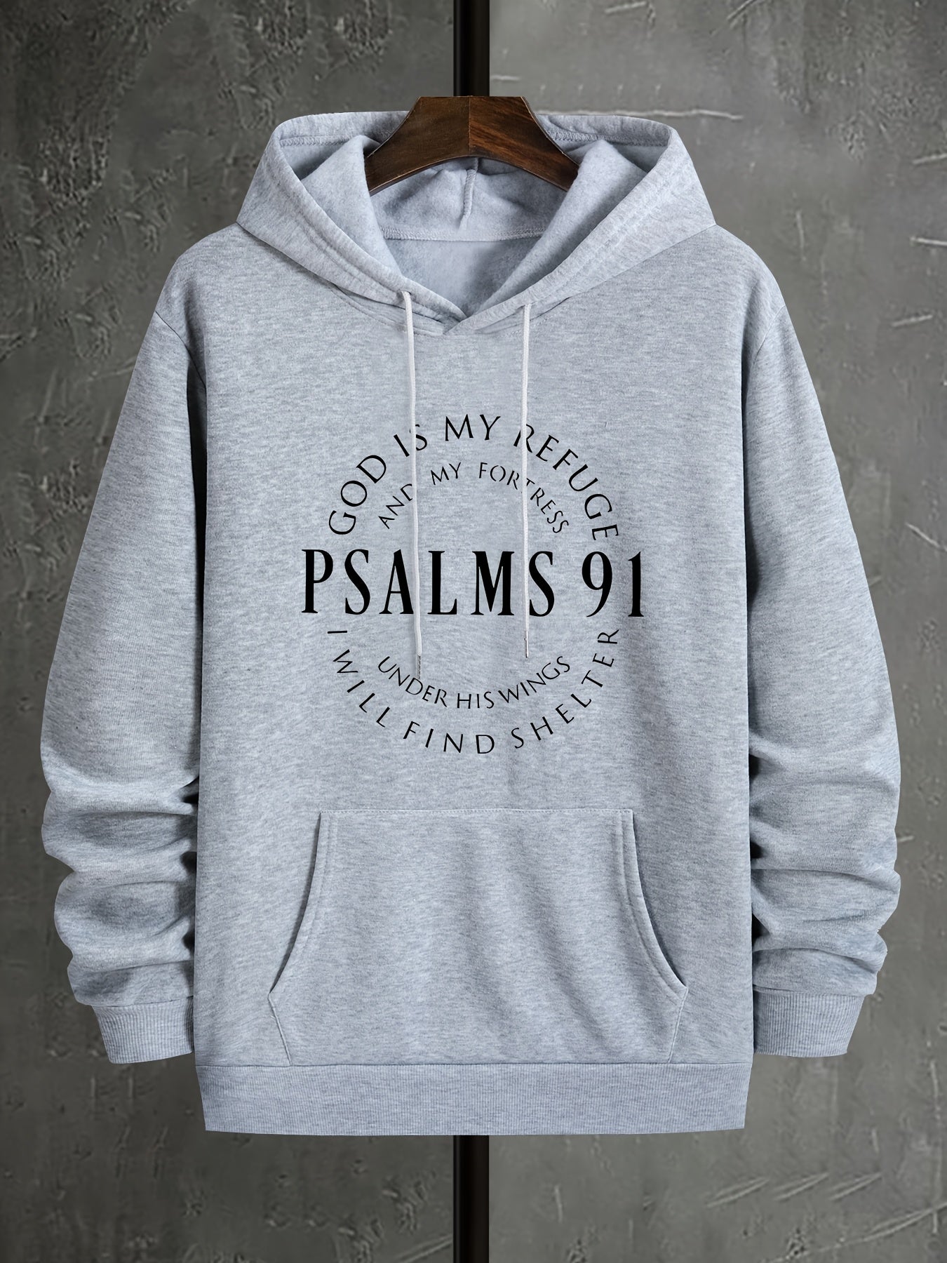 Stylish Psalms 91 Graphic Hoodie - Soft, Comfy, Loose Fit with Kangaroo Pocket, Drawstring, and Trendy Design - Autumn Winter Essential for Men