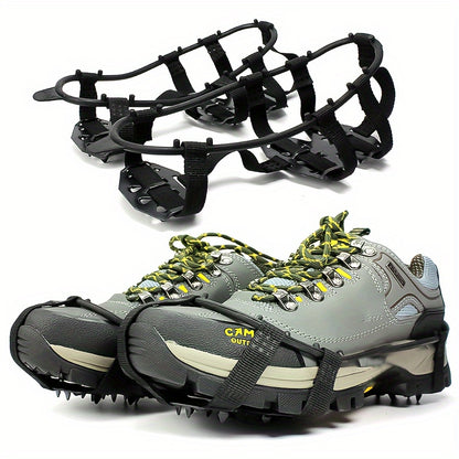 24-Tooth Anti-Slip Crampons for Shoes - Ice & Snow Grips with Steel Studs, Perfect for Hiking, Climbing, Walking, Running & Hunting, Shoe Cover, Ice Sports, Fish