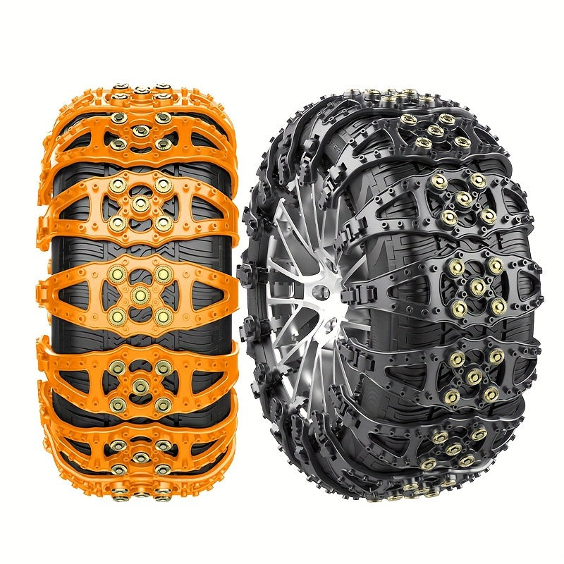 6/10pcs Fit Black Fishbone Style Snow Chains for Cars & SUVs - Durable TPU Material