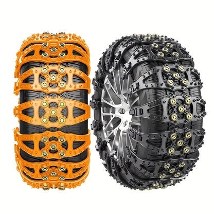 6/10pcs Fit Black Fishbone Style Snow Chains for Cars & SUVs - Durable TPU Material