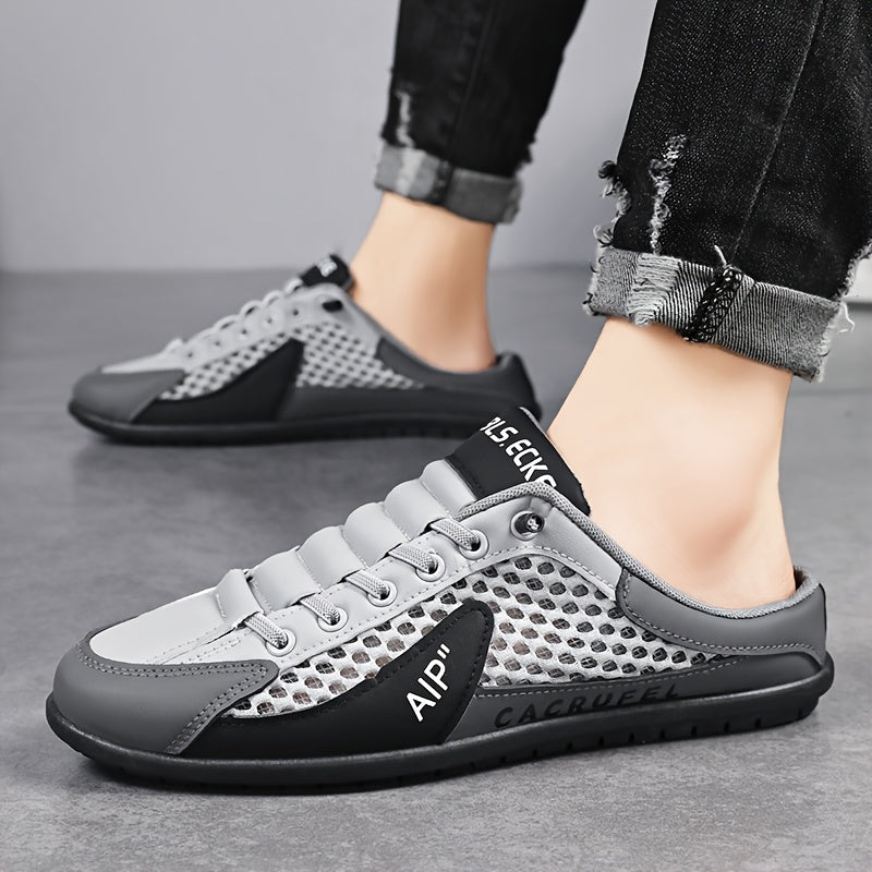 Men'S One Foot Casual Slippers - Breathable PU Upper, Cushioned EVA Insole And Durable PVC Sole, White And Navy Blue With Golden Accents, All Season Indoor/outdoor Shoes Suitable For Daily Wear And Vacation, Fashionable Shoes