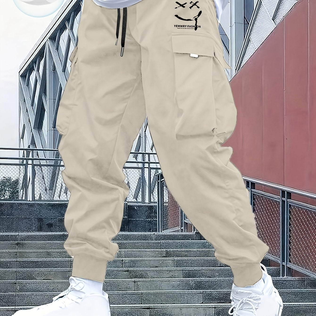 Street Style Men's Casual Non Stretch Footed Cargo Pants With Drawstring For Casual Daily Wear, Spring And Fall