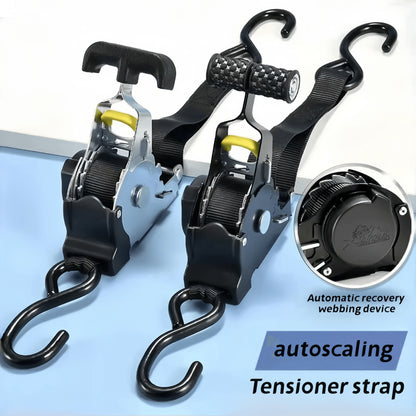 Auto-Lock Retractable Cargo Strap - Durable Steel, Ideal for Motorcycles & Luggage Securement