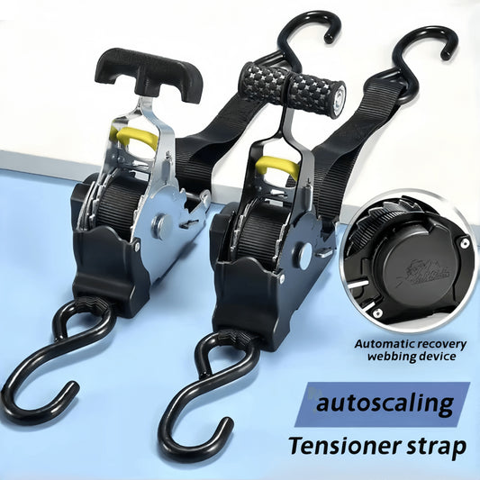 Auto-Lock Retractable Cargo Strap - Durable Steel, Ideal for Motorcycles & Luggage Securement