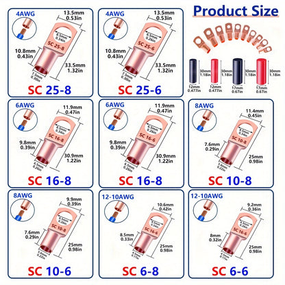 220pcs Ring Terminal Assortment Tool Kit, With 3:1 Heat Shrink Tubing, Battery Cable End/ Terminal Connector, For Vehicle, Marine, Power Distribution Cabinet, Household Appliances