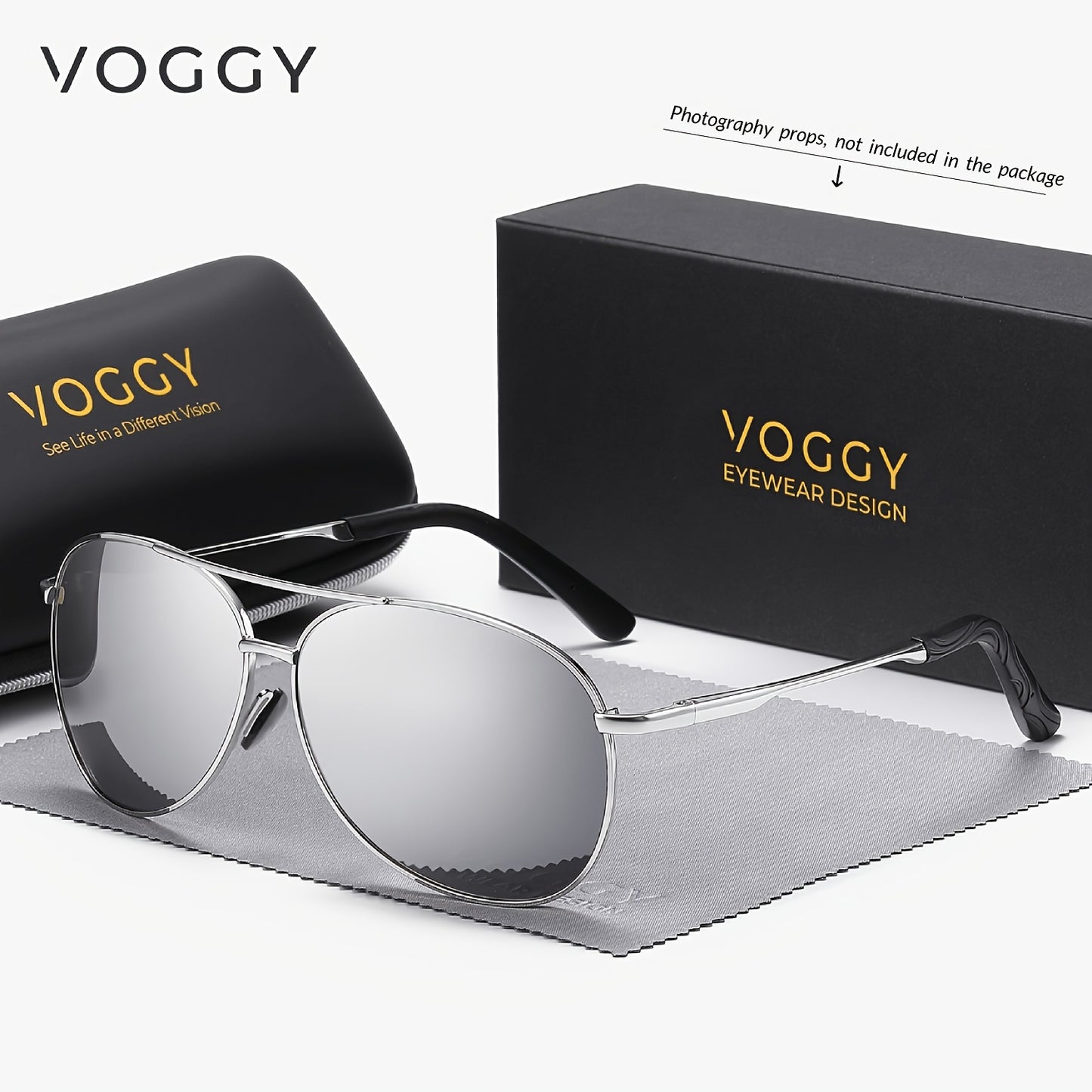 [Popular Choice] 1pc VOGGY Polarized Glasses, Oval Metal Frame with Spring Hinges, UV Protection for Men & Women, Ideal for Driving, Cycling, Fishing, Travel & Party Decor