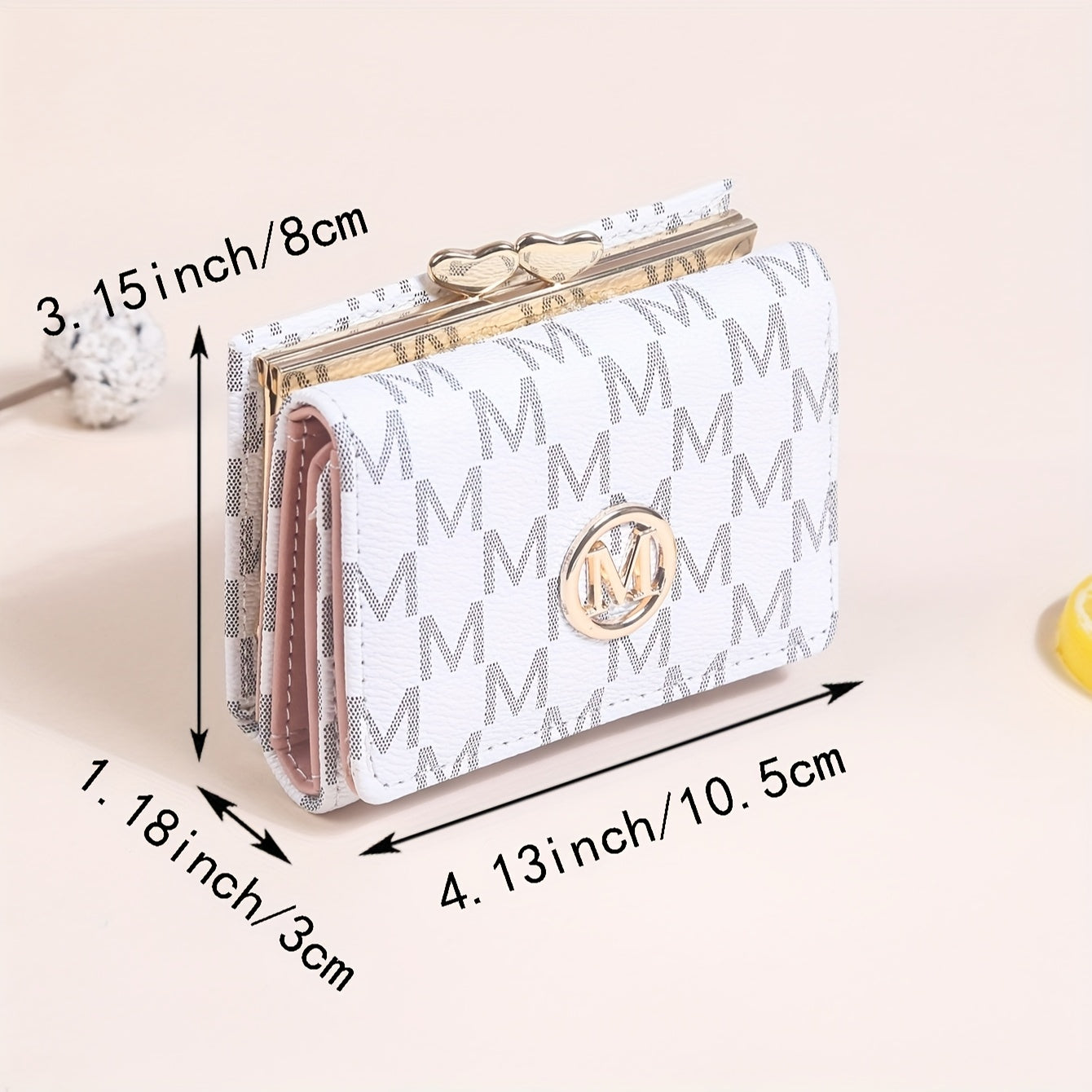 "Mother's Day Gift for Mom - Designer Monogram Tri-Fold Wallet w/ 12 Card Slots & Heart-Shaped Clasp | Vegan Faux Leather Compact Credit Card Holder, Stylish Women's Wallet (Perfect Gift for Her - Birthday, Anniversary & Moth