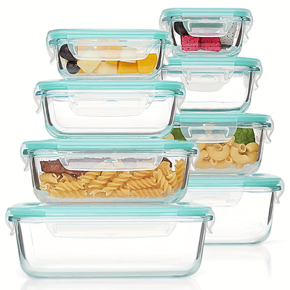 8pcs BPA-Free Glass Food Storage Containers with Leak-Proof Locking Lids – Microwave, Oven, Freezer & Dishwasher Safe – Perfect for Meal Prep, Snacks, Fruits & Veggies