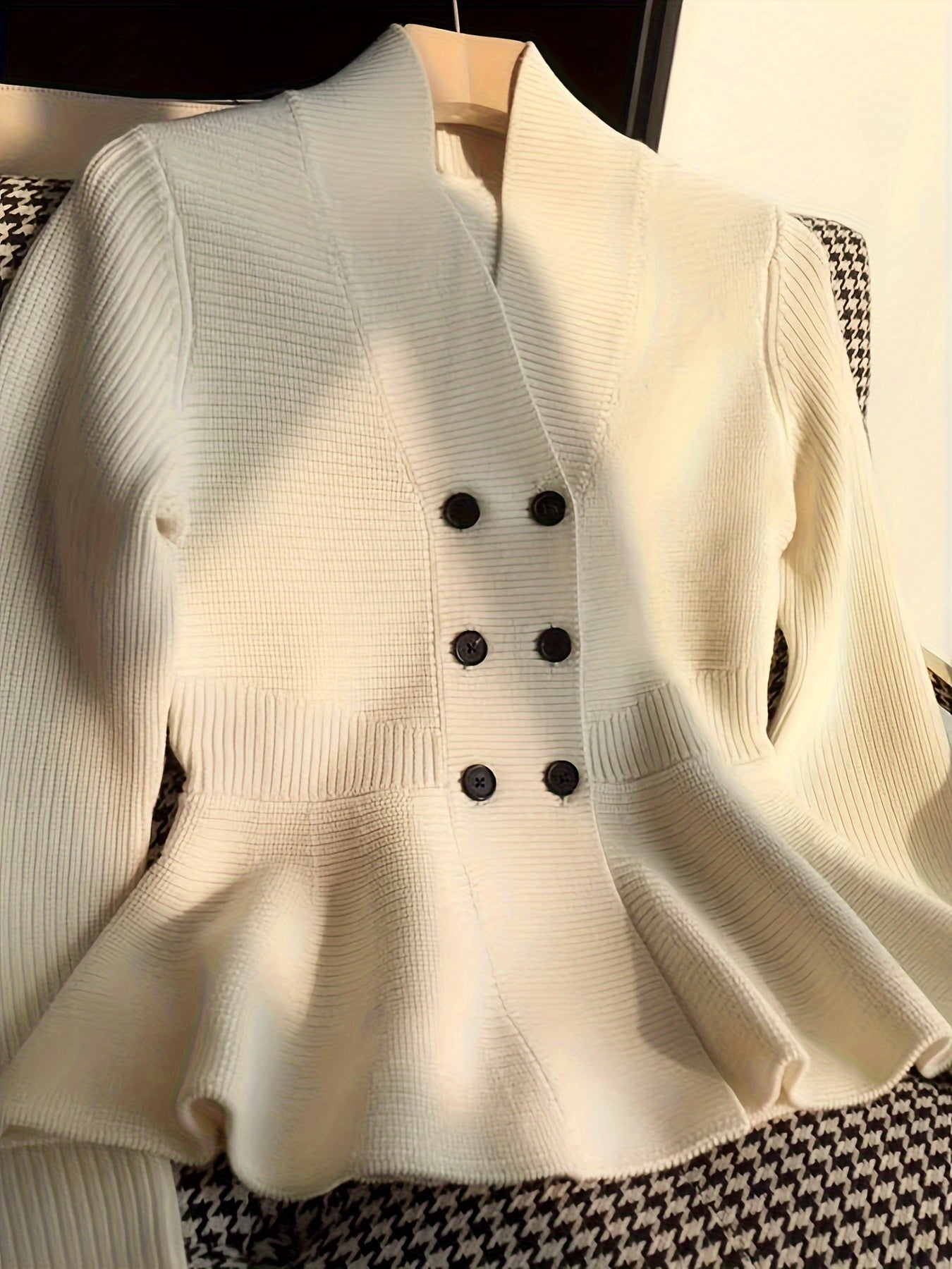 Visually V-Neck Cardigan - Solid Color, Thick Knit, Loose Fit, Warm, Viscose and Polyester Blend, Perfect for Fall/Winter