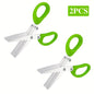 1/2pcs 5-Layered Stainless Steel Kitchen Scissors - Versatile Onion & Herb Shredder for BBQ & Indoor Use - Durable, Safe with Protective Cover & Built-in Cleaner