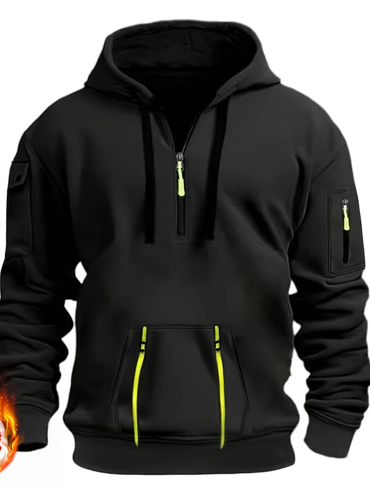 Men's Casual Sweatshirt with Multiple Zippers and Arm Pockets 2024 Cross-border Spring/Autumn Hoodie Large Size