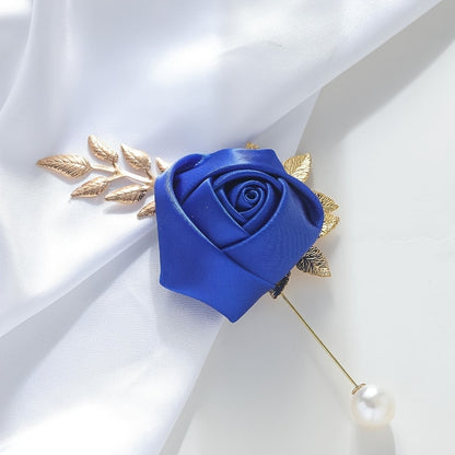 1pc High-end Faux Pearl & Rose Bud Boutonniere For Wedding Party Prom Decorations