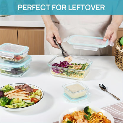 8pcs BPA-Free Glass Food Storage Containers with Leak-Proof Locking Lids – Microwave, Oven, Freezer & Dishwasher Safe – Perfect for Meal Prep, Snacks, Fruits & Veggies