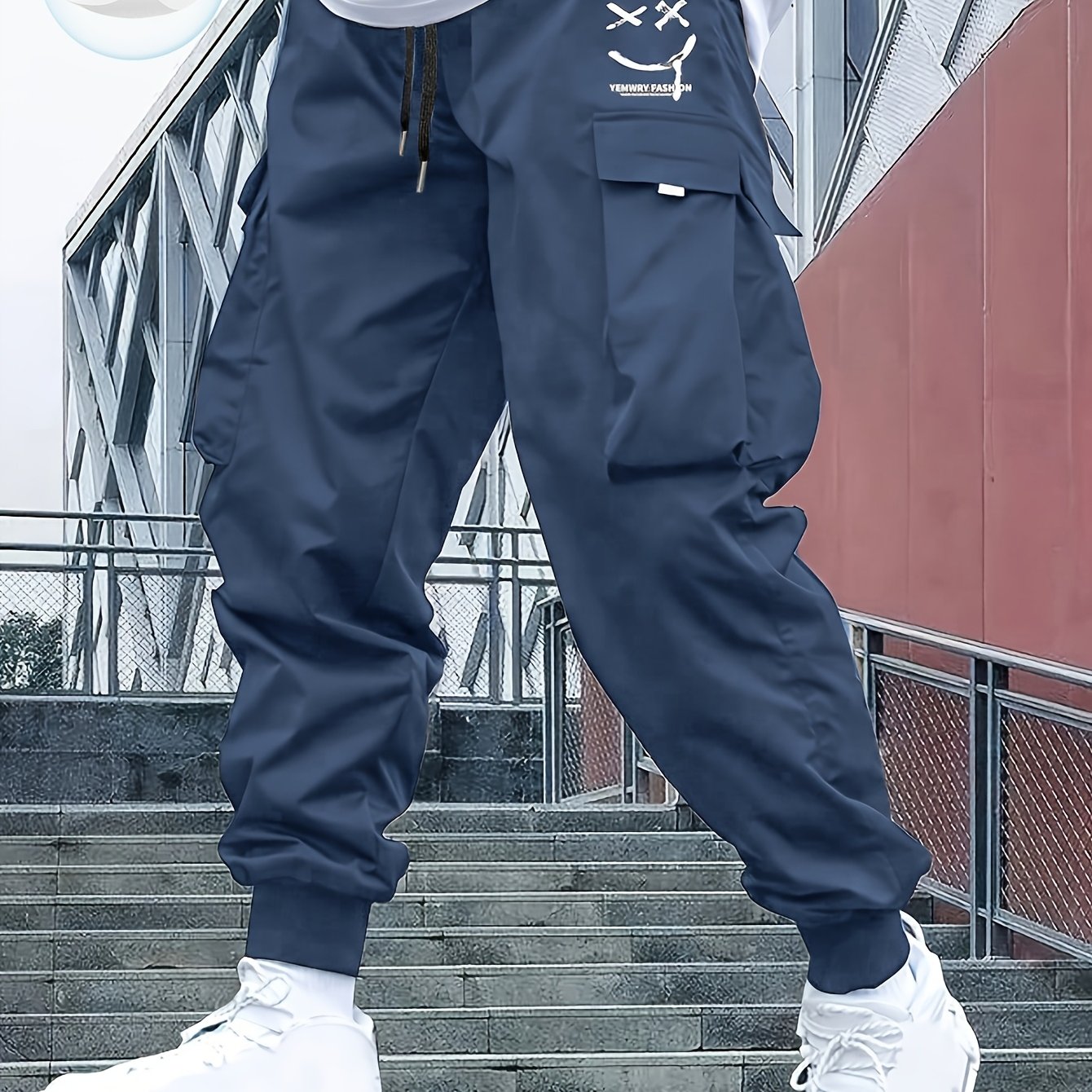 Street Style Men's Casual Non Stretch Footed Cargo Pants With Drawstring For Casual Daily Wear, Spring And Fall