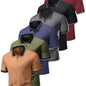 6pcs Short Sleeve Men's Fashionable Lapel Golf T-shirt, Suitable for Tennis and Commercial Entertainment, Ideal Gift