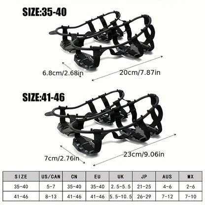 24-Tooth Stainless Steel Ice Grips - Anti-Slip Snow Claw Shoe Covers for Winter, Outdoor Hiking Crampons