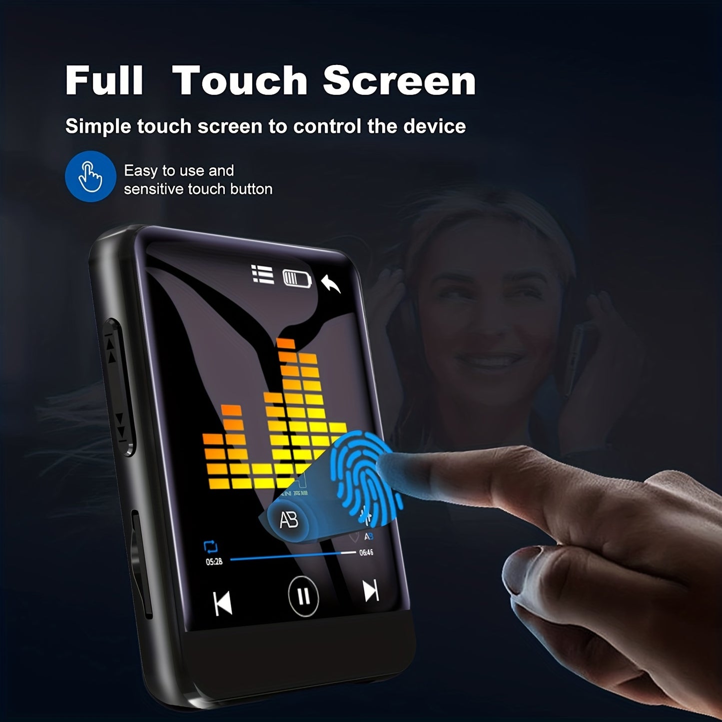 64GB Touch Screen MP3 Music Player - HD Speaker, FM Radio, Recorder, E-Book, Video Playback, Perfect!