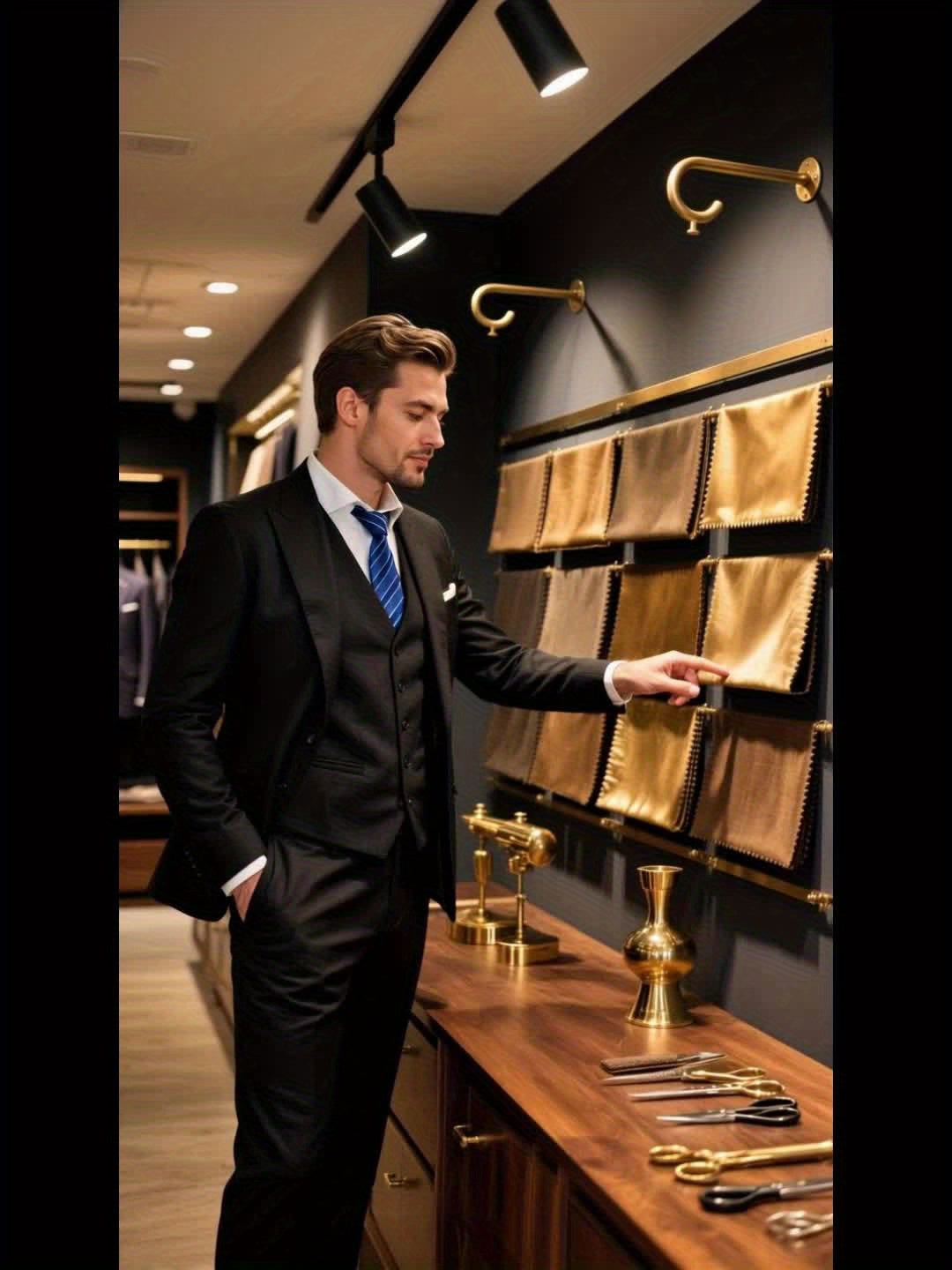 Men'S 3pcs Business Style Suit, Two Button Lapel Jacket Vest Trouser Set Solid Color Wedding Business Tuxedo Suit