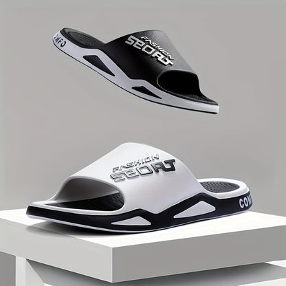 Fashion Mens Sport Slides - Sport Sandals & Slides With Anti-Slip Sole - Trendy Men'S Alphabet Design Slippers - Ideal For Spring And Summer Beach