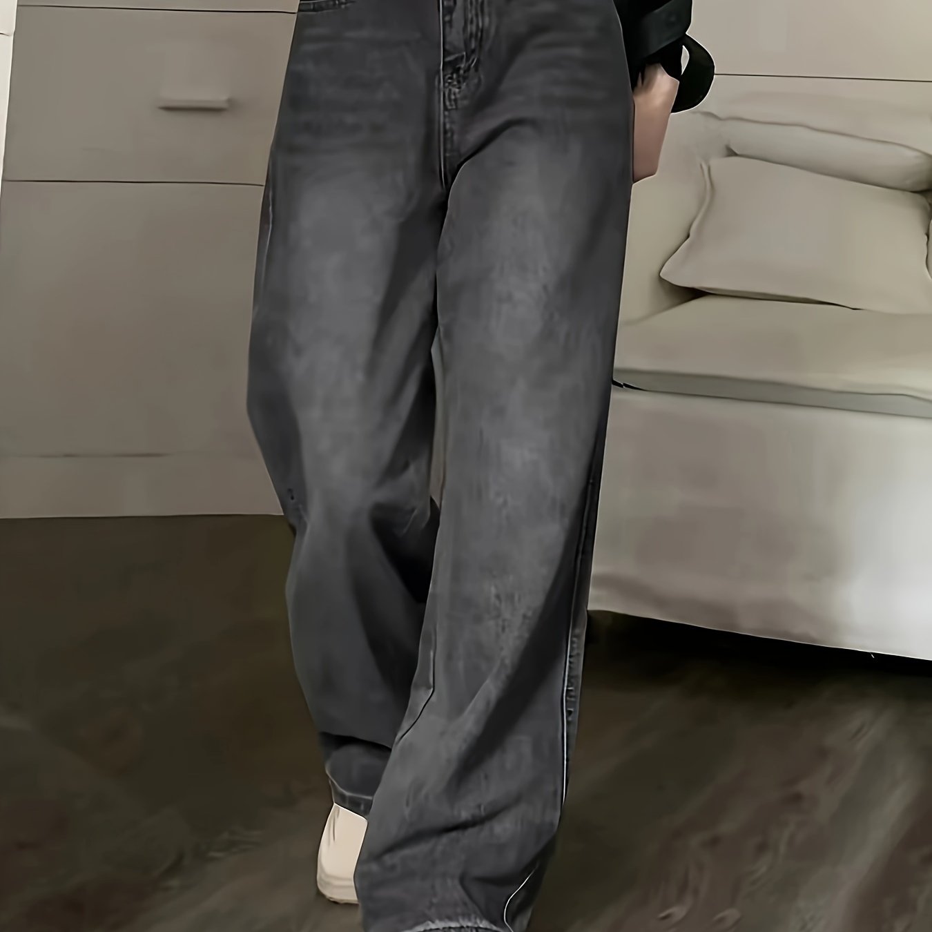 Vintage Loose Straight Leg Jeans With Multi Pockets, Casual Versatile Denim Pants For Women, Women's Clothing & Denim