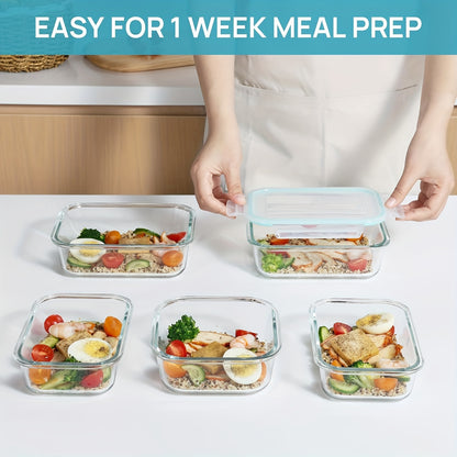 8pcs BPA-Free Glass Food Storage Containers with Leak-Proof Locking Lids – Microwave, Oven, Freezer & Dishwasher Safe – Perfect for Meal Prep, Snacks, Fruits & Veggies