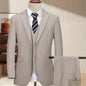 Men'S 3pcs Business Style Suit, Two Button Lapel Jacket Vest Trouser Set Solid Color Wedding Business Tuxedo Suit