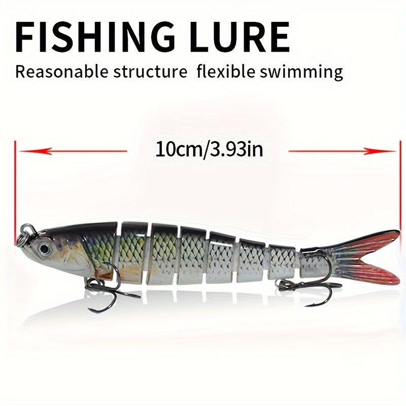 3pcs 10cm/10g Sinking Fishing Lure, Multi-section Bionic Bait With 2 Treble Hooks, ABS Plastic Fishing Bait