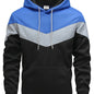 Mens Color Block Hooded Pullover Hoodie - Soft Slight Stretch Polyester Fabric, Long Sleeve, Regular Fit, Contrast Collar, Kangaroo Pocket, Hand Wash Only - Perfect Winter and Fall Streetwear Gift for Him