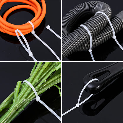 Black/White Cable Zip Ties, 18.14 KG Tensile Strength, Self-Locking Nylon Cord Ties, Indoor/Outdoor Use