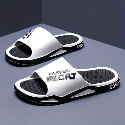 Fashion Mens Sport Slides - Sport Sandals & Slides With Anti-Slip Sole - Trendy Men'S Alphabet Design Slippers - Ideal For Spring And Summer Beach