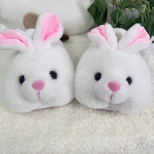Cozy Bunny Slippers - Plush Indoor/Outdoor Shoes, Cute Gray Rabbit Design with Floppy Ears & Pink Inner Lining, Soft Fabric Upper & Rubber Sole, Perfect for Bedroom or Gift, Outdoor Slippers | Comfortable Slippers | Rubber So