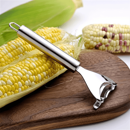 Ergonomic Stainless Steel Corn Peeler - Easy-Grip Cob Remover & Kernel Stripper, Dishwasher Safe Kitchen Gadget