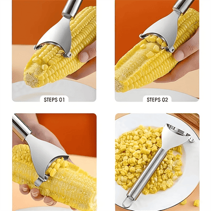 Ergonomic Stainless Steel Corn Peeler - Easy-Grip Cob Remover & Kernel Stripper, Dishwasher Safe Kitchen Gadget
