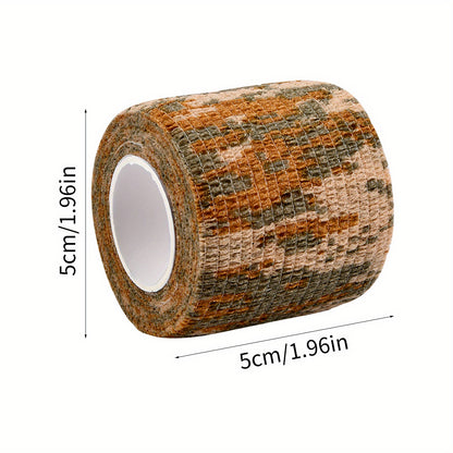 4 Rolls Camo Wrap Tapes, Reusable Camouflage Tape, Self-Adhesive Non-Woven Stealth Camo Bandages, 5cm X 4.5m, Camouflage Assorted Colours