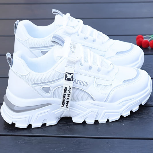 Breathable Mesh Women's Comfy Platform Sneakers, Trendy Casual Sports Shoes for Outdoor Running Trainers