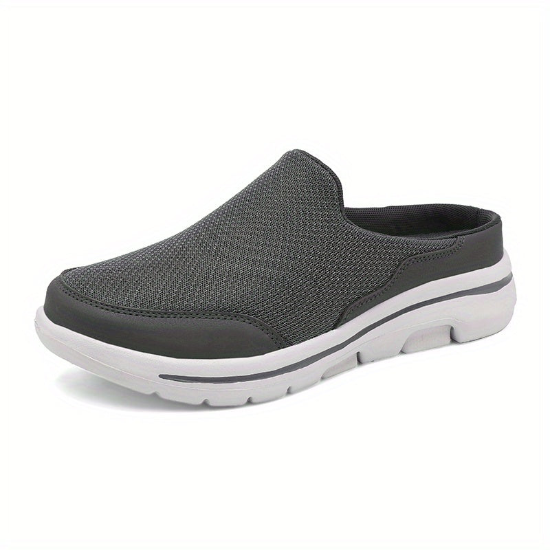 PLUS SIZE Men's Trendy Solid Woven Knit Breathable Slip On Mule Shoes, Comfy Non Slip Soft Sole Slippers For Men's Outdoor Activities