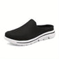 PLUS SIZE Men's Trendy Solid Woven Knit Breathable Slip On Mule Shoes, Comfy Non Slip Soft Sole Slippers For Men's Outdoor Activities