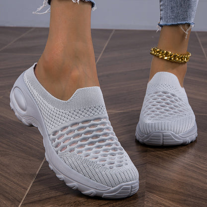 Women's Breathable Mesh Mule Sneakers, Casual Slip On Outdoor Shoes, Comfortable Sock Shoes plus size
